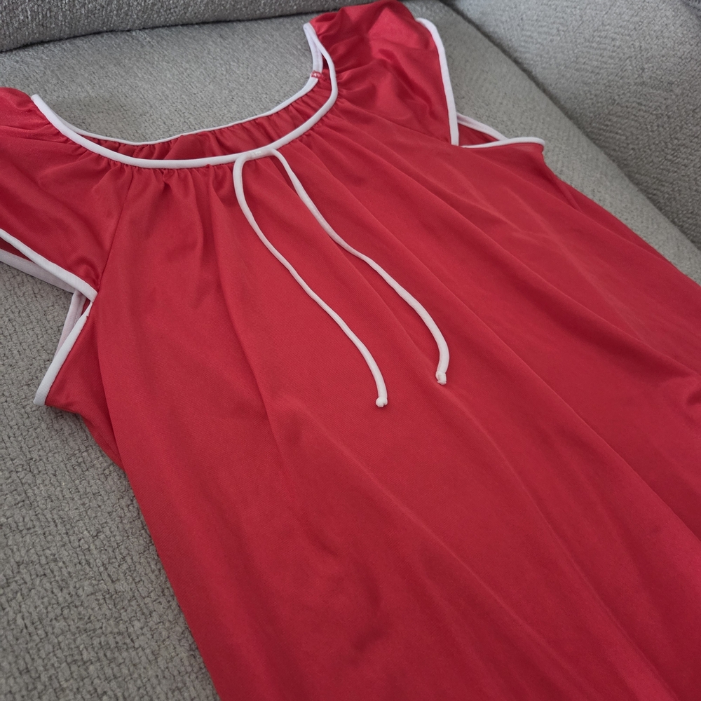 If Minnie Mouse Had A Nightgown-Vintage Red Olga Lounge Gown Retro Sleepwear M